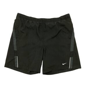 NWOT NIKE Shorts L Dri-Fit Running Black Logo 2 Pocket Lined Drawstring